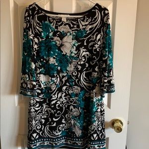 WHBM Turquoise/Black/White Tunic